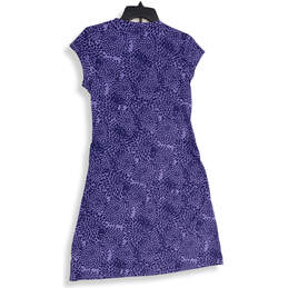 Womens Purple Floral Cap Sleeve V-Neck Pullover Shift Dress Size M Petites alternative image