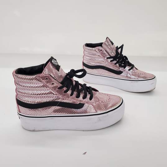 Vans Unisex Sk8-Hi Metallic Pink Platform Shoes Size 5 M | 6.5 W image number 3