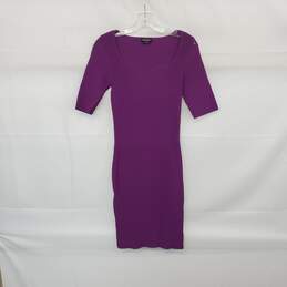 Bebe Purple Ribbed Knit Bodycon Midi Dress WM Size XS