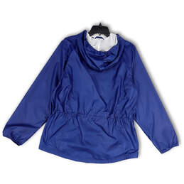 Womens Blue Long Sleeve Hooded Pockets Full-Zip Windbreaker Jacket Size XL alternative image