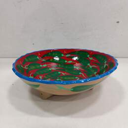 Jalapeno Peper Themed Pottery Footed Bowl