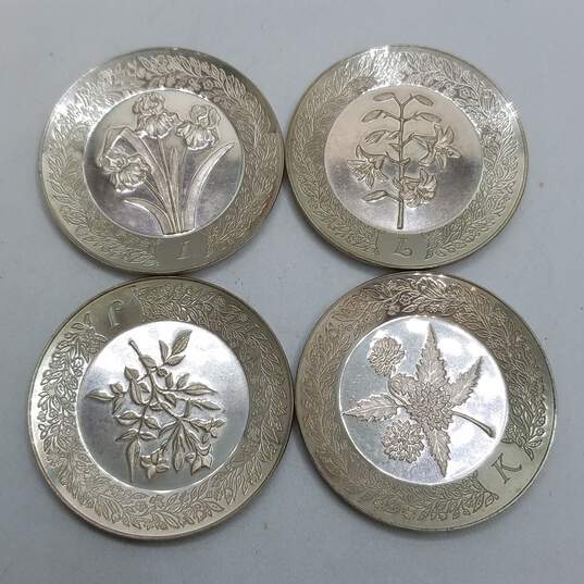 Franklin Mint Alphabet Sterling Silver Miniature Plates I, J, K, L 42.7g image number 1