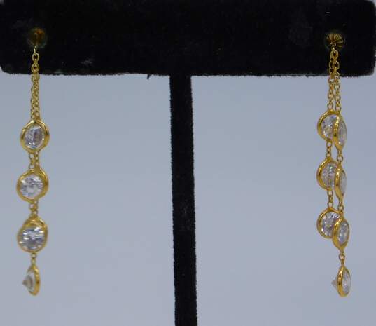 Elegant 14K Yellow Gold CZ Drop Earrings 3.2g image number 1