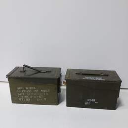 Bundle of 2 Vintage Military Ammo Canisters