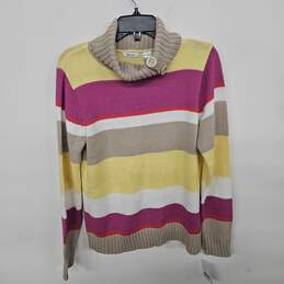 Liz & Co. Multicolored Striped Turtle Neck Sweater