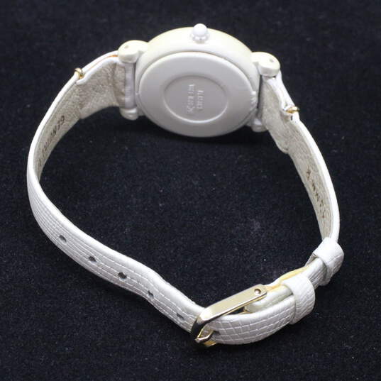 Snow White Y481-8430 Cream Case White Leather Band Watch image number 4