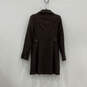 Womens Brown Pocket Long Sleeve Full-Zip Collared Trench Coat Size Small image number 2