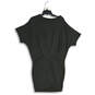 Womens Black Pleated Round Neck Cap Sleeve T-Shirt Dress Size XS image number 1