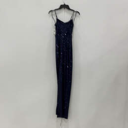 NWT Womens Blue Sequins Sleeveless Cowl Neck Side Slit Maxi Dress Size S alternative image