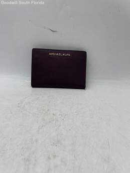 Michael Kors Womens Purple Leather Card Holder Inner Pocket Bifold Wallet