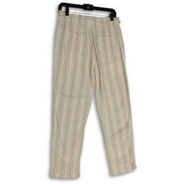 Womens Tan White Striped Drawstring Slash Pocket Ankle Pants Size S alternative image