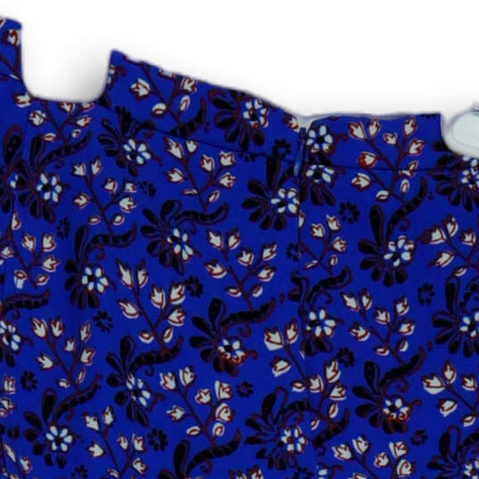 Womens Blue Floral Flat Front Stretch Back Zipper Short Mini Dress Size 00 image number 4