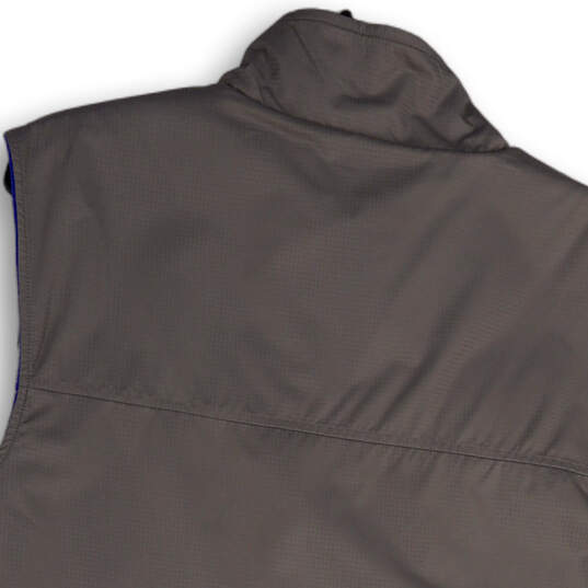 Womens Gray Blue Mock Neck Sleeveless Pockets Full-Zip Vest Size Medium image number 4