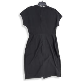 Womens Black Wrap V-Neck Short Sleeve Knee Length Shift Dress Size 12 alternative image