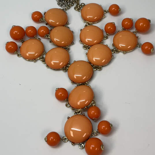 Designer J. Crew Gold-Tone Chain Orange Bubble Stone Statement Necklace image number 3
