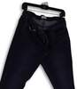 Womens Blue Denim Dark Wash Pockets Stretch Raw Hem Skinny Leg Jeans Sz 14 image number 3
