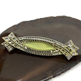 Designer Catherine Popesco Gold-Tone Glitter Crystal Cut Stone Brooch Pin