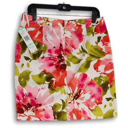 NWT Womens Multicolor Floral Flat Front Back Zip Mini Skirt Size 8 alternative image
