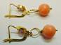 18K Yellow Gold Purple CZ Coral Ball Bead Dangle Earrings 5.0g image number 3