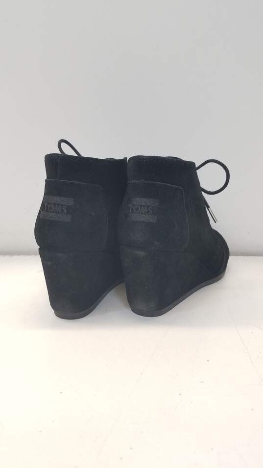 Toms Black Suede Wedge Boots Women US 7.5 image number 4