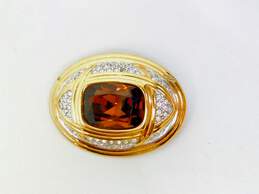 Swarovski  Clear & Amber Color Crystal Gold Tone Brooch