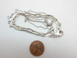 Dyadema & Contemporary 925 Cubic Zirconia Halo Square Pendant Necklace & Oval Paperclip Chain Bracelet 8.1g alternative image