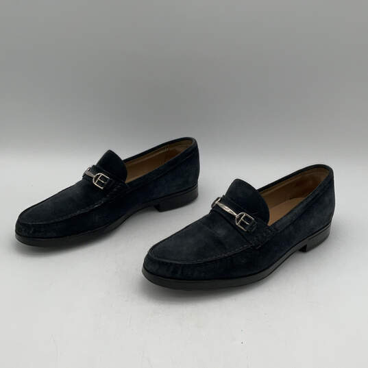 Mens Black Leather Moc Toe Fashionable Slip-On Loafer Shoes Size 8 image number 4