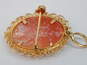Vintage 14K Yellow Gold Carved Cameo Brooch 6.7g image number 7