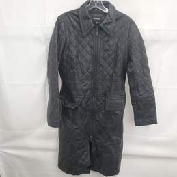 Express Quilted Black Leather Trench Coat Women's Size 11/12