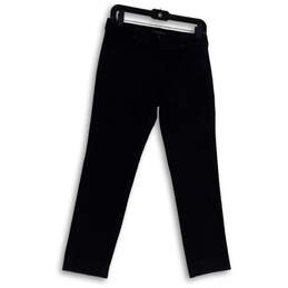 Womens Black Flat Front Slash Pockets Straight Leg Chino Pants Size 25