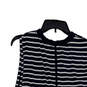Womens Navy White Striped Sleeveless Crew Neck Activewear Tank Top Size 10 image number 4