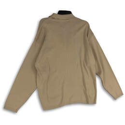 NWT Mens Knitted Beige Long Sleeve Quarter Zip Pullover Sweater Size XXL alternative image