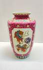 Oriental Table Vase Dragon / Foo Dog Motif 12in Tall Asian Pottery image number 1