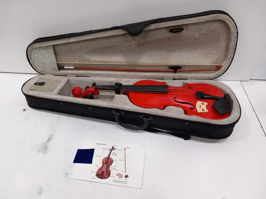 Red Violin With Bow & Case image number 1