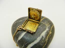 Antique Victorian Rose Cut Diamond Gold Filled Crescent Moon Locket Necklace 7.2g alternative image