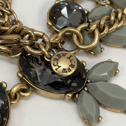 Designer J. Crew Gold-Tone Black Clear Crystal Stone Statement Necklace image number 4