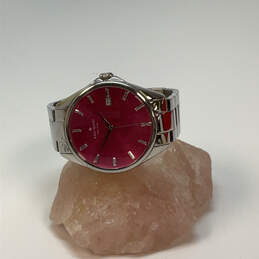 Designer Kate Spade Silver-Tone Live Colorfully Red Dial Analog Wristwatch