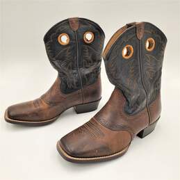 Ariat Heritage Roughstock Western Boots 4LR Square Toes Distressed Brown & Black Leather 10016239 - Men's Size 6