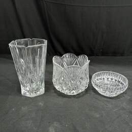 Crystal Vases & Mini Bowl Assorted 3pc Lot