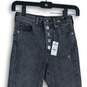 NWT Express Womens Gray Denim High Rise Button Fly Skinny Leg Jeans Size 00 S image number 3
