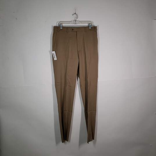 NWT Mens Regular Fit Slash Pockets Straight Leg Flat Front Dress Pants Size 35 image number 1