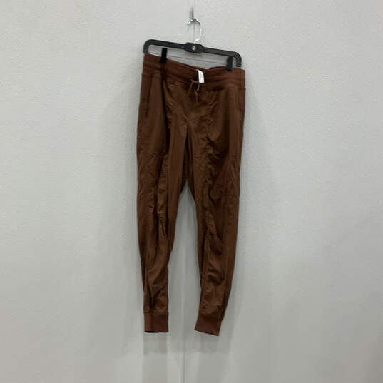 Womens Brown Elastic Waist Flat Front Pull-On Jogger Pants Size 10 image number 2