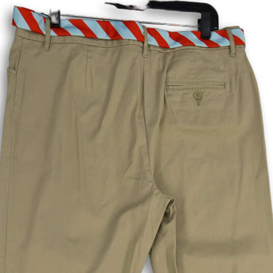 NWT Womens Khaki Flat Front Slash Pocket Belted Wide Leg Chino Pants Sz 16 image number 4