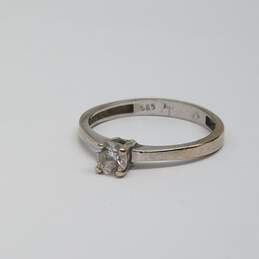 14k White Gold Cz Solitaire Size 5 Ring 1.5g