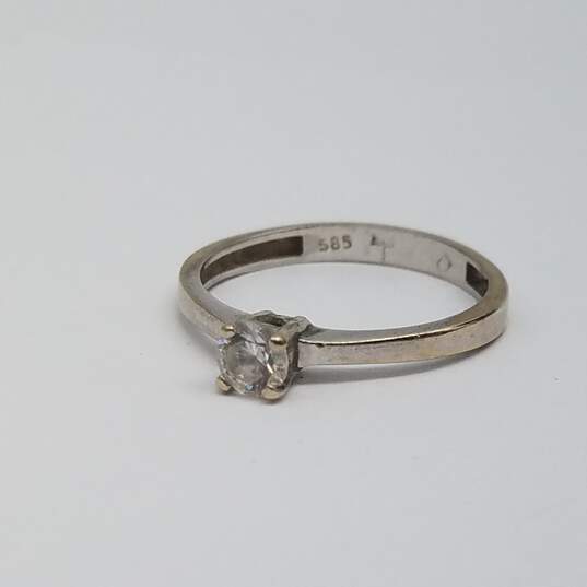 14k White Gold Cz Solitaire Size 5 Ring 1.5g image number 1