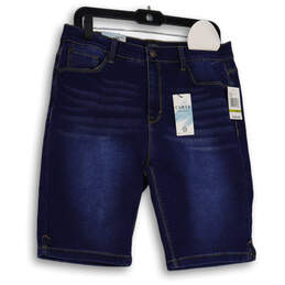 NWT Womens Blue Denim Dark Wash 5-Pocket Design Boyfriend Shorts Size 14/32