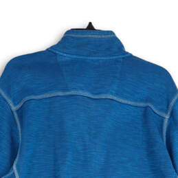 Mens Blue Mock Neck Long Sleeve Quarter Zip Pullover Sweater Size L