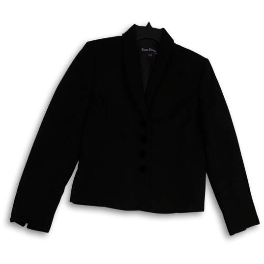 Womens Black Long Sleeve Shawl Lapel Single Breasted 4 Button Blazer Size 8 image number 2