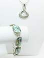 Sterling Silver Abalone Toggle Bracelet & Abstract Necklace 30.4g image number 1