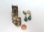 Rustic 925 Cabochon Teardrops Clip On Earrings & Modernist Labradorite Malachite Tigers Eye Agate Nephrite & Lapis Paneled Bracelet 43.8g image number 2